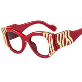 Becky Metal Decoration Glasses Frame Cat Eye Frames Southood Red clear